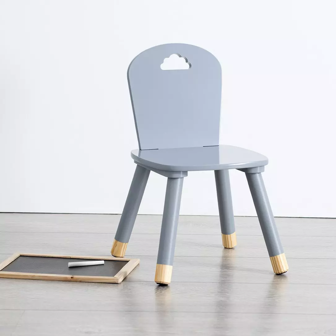 Chaise enfant bois (H50 cm) Douceur Grise