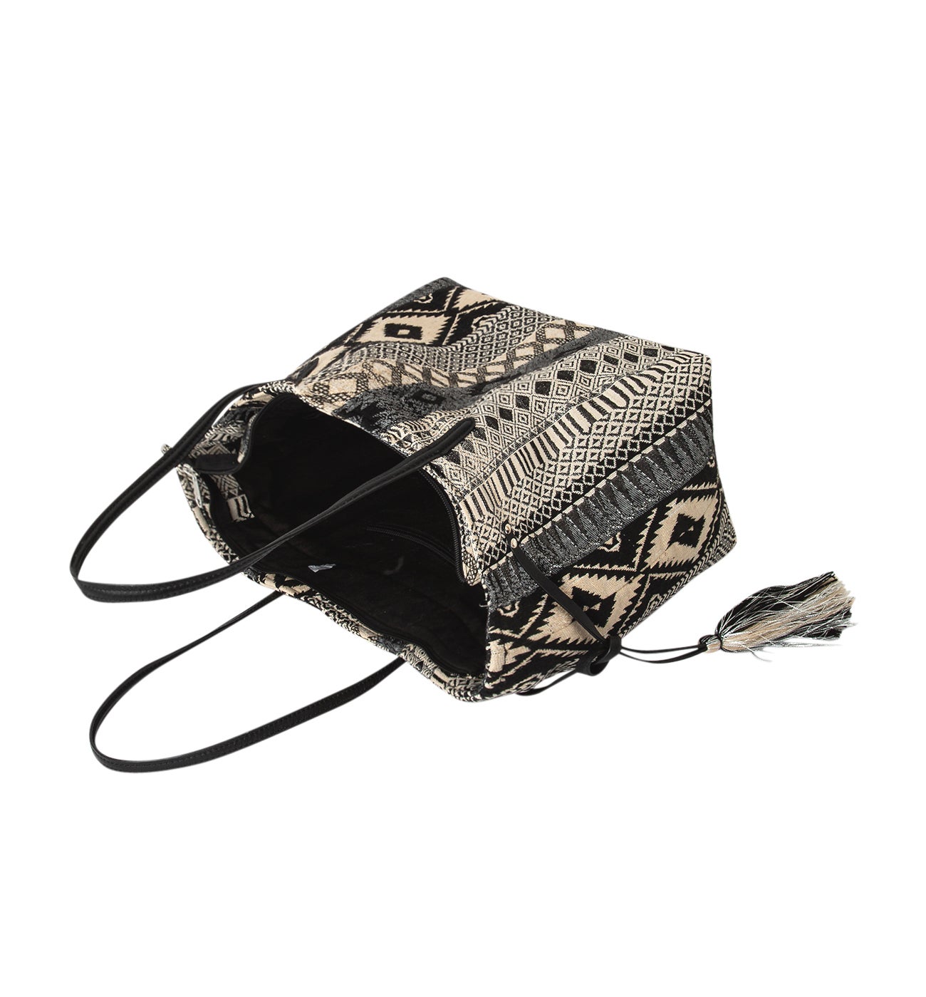 Grand sac tissé irisé Femme - Imprimé noir