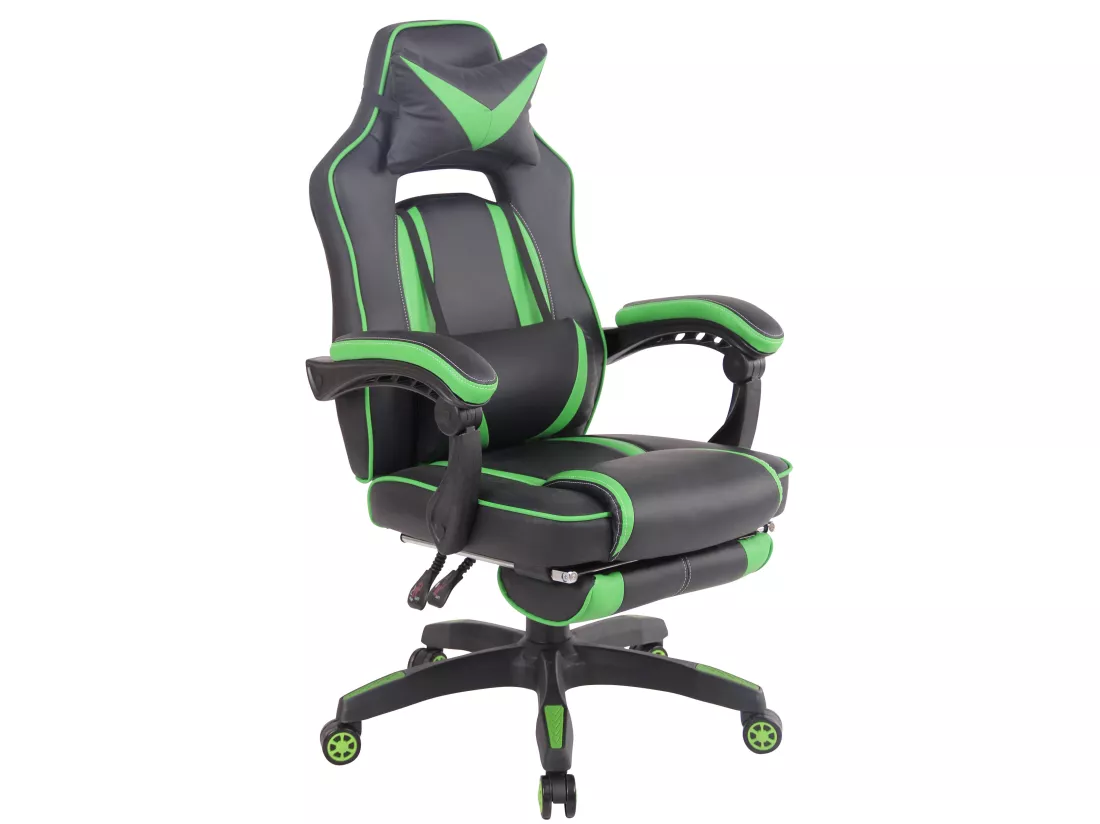 Chaise de bureau - Similicuir & Plastique - Noir / Vert - Heat