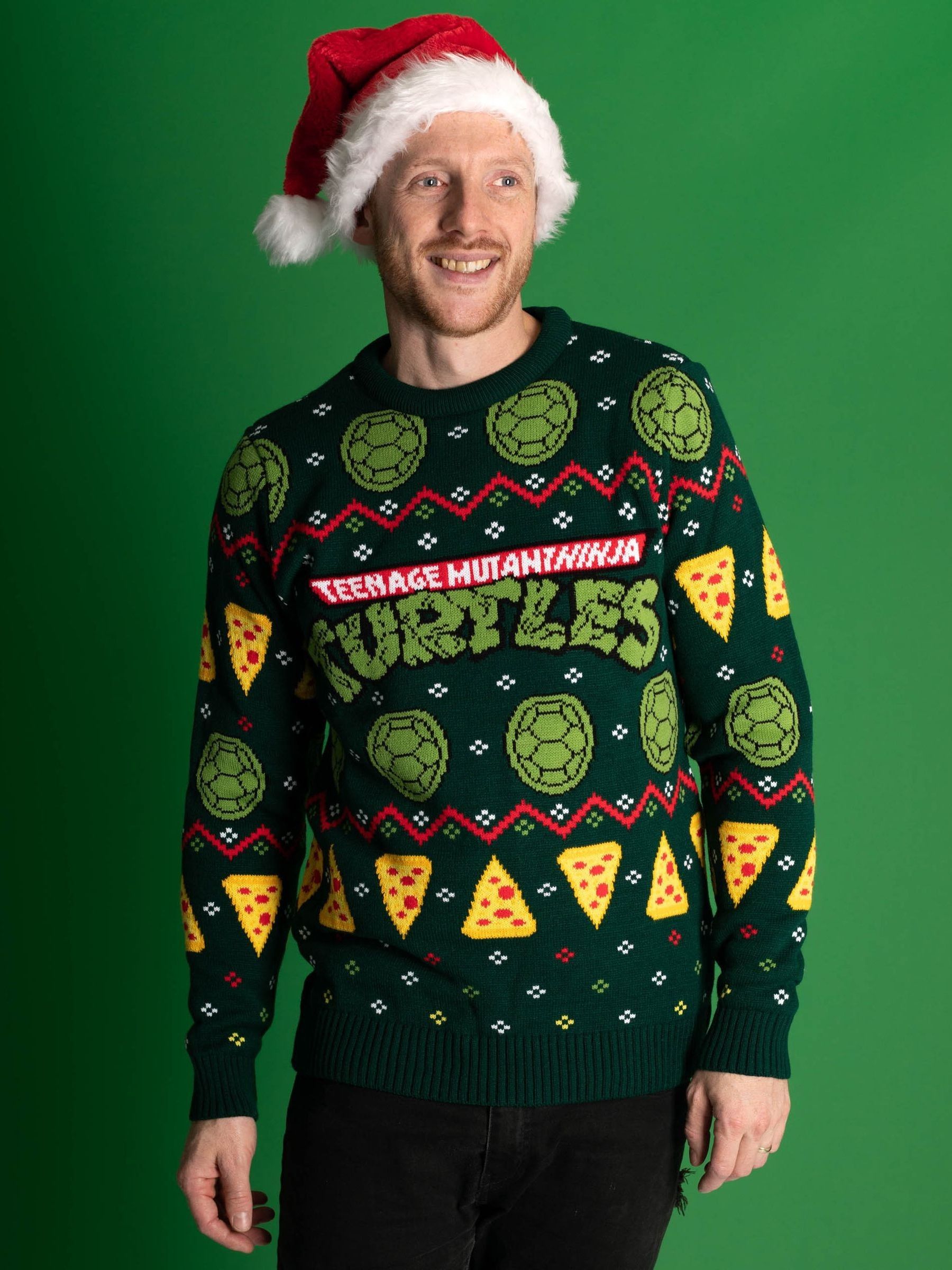 Zwart met Ninja Turtles - Vanilla Underground - Kersttrui voor heren
