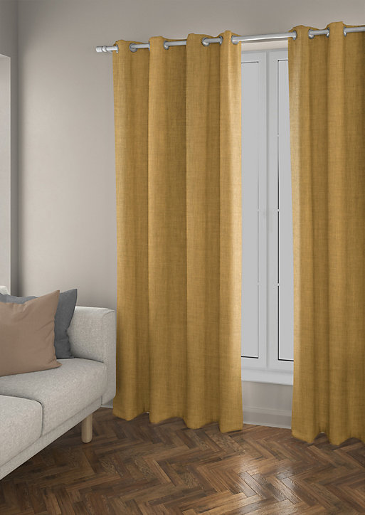 Rideau occultant thermique Tundra Ornami jaune moutarde l.140 x h.240 cm