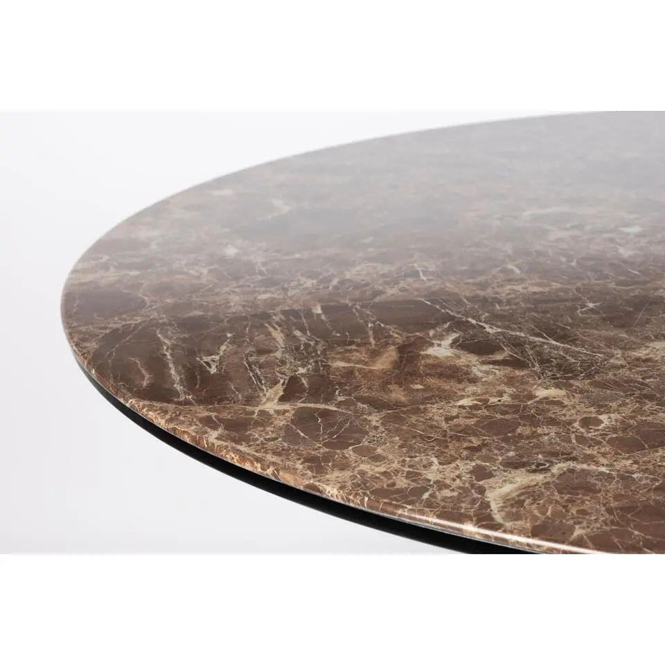 Housecraft Maru Eettafel Marmerlook Rond 110 cm Bruin