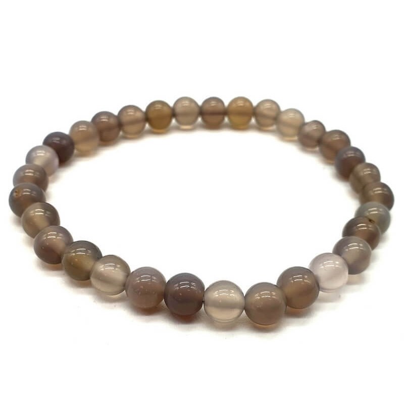 Bracelet extensible avec perles Agate Grise