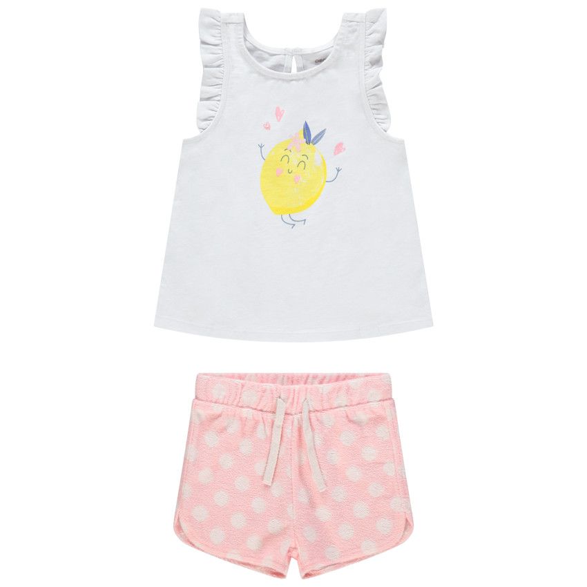 Ensemble avec débardeur print citron et short imprimé all-over - Blanc