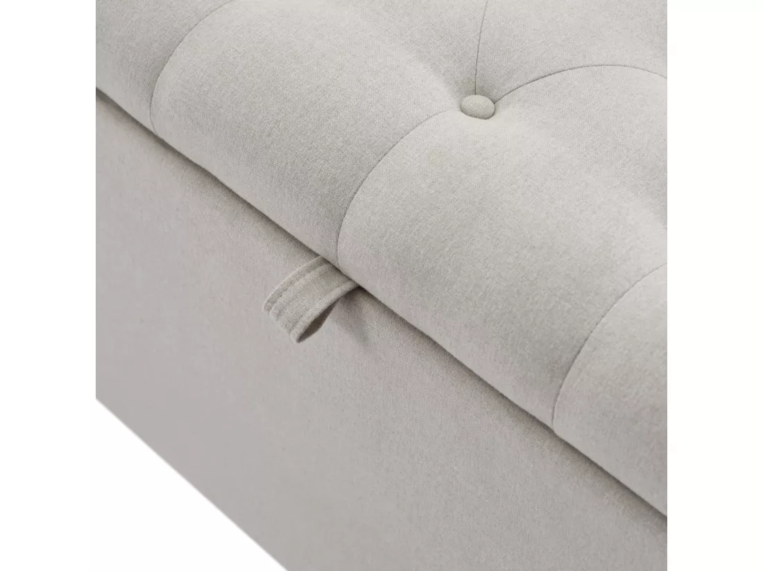 Banc coffre rembourré en lin - Gris clair