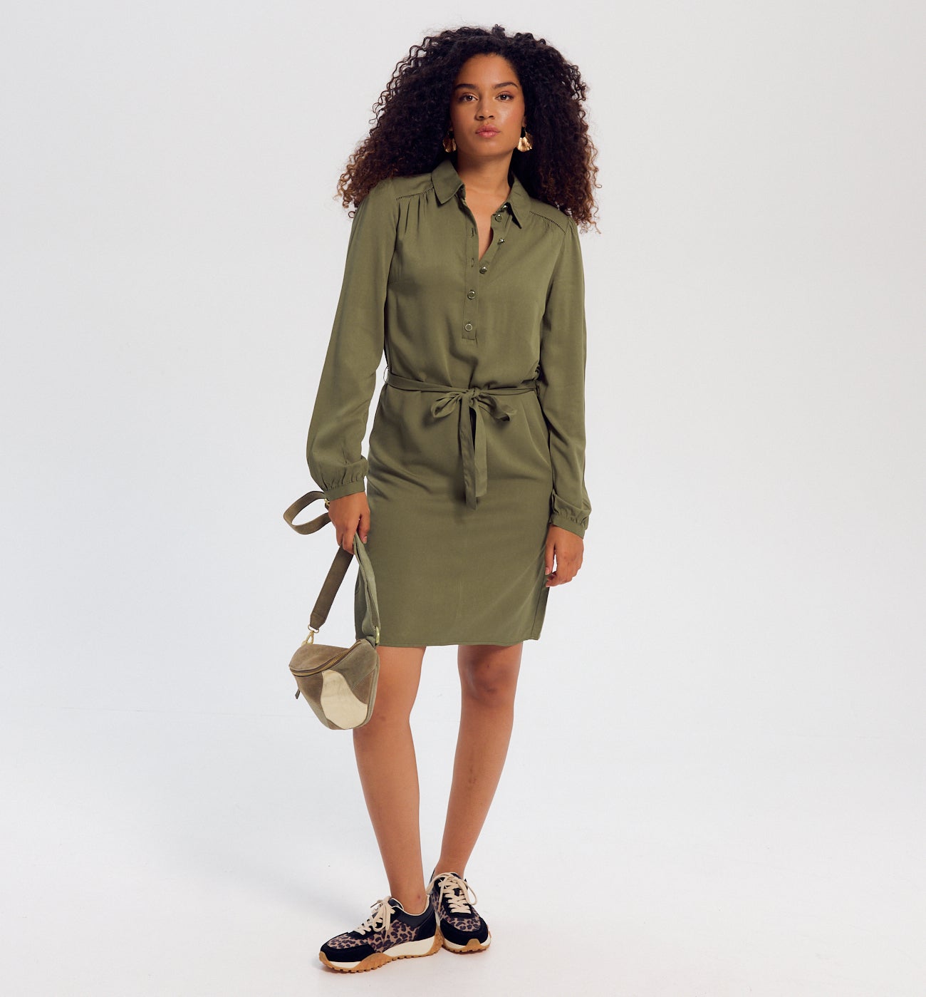 Robe-chemise courte Femme - Kaki