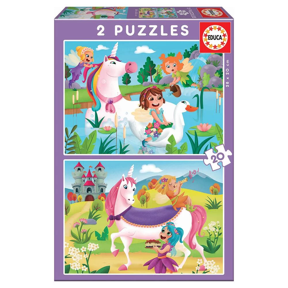 2 PUZZLES DE 20 PIECES LICORNES ET FÉES