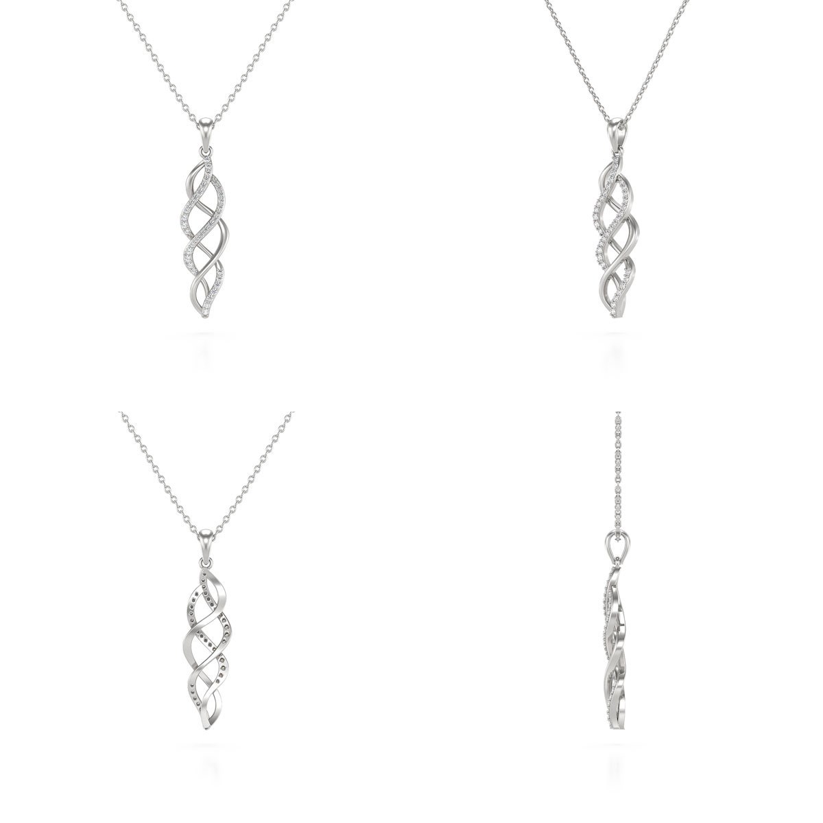Collier Pendentif ADEN Or 585 Blanc Diamant Chaine Or 585 incluse 2.694grs