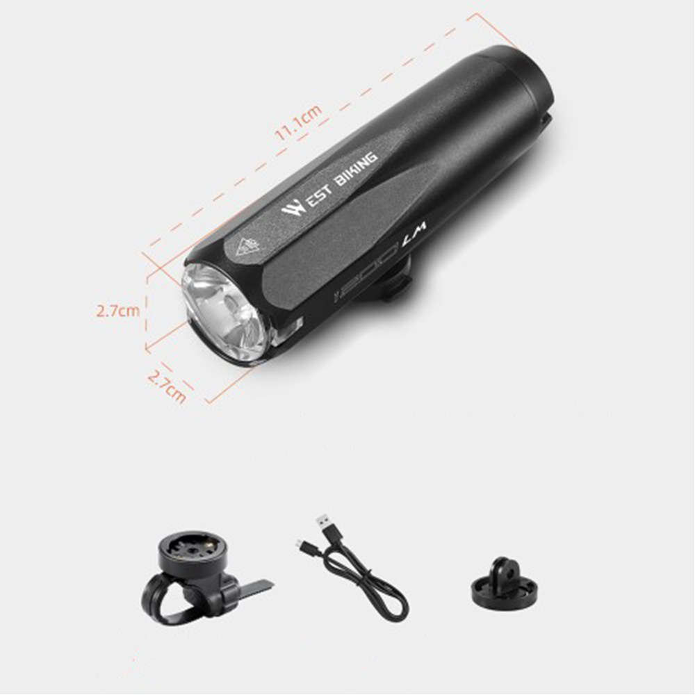 2600mAh Wiederaufladbares Aluminium USB Fahrrad Licht Intelligentes Velo LED Warnlicht IPX5 (600 Lumen) - Schwarz