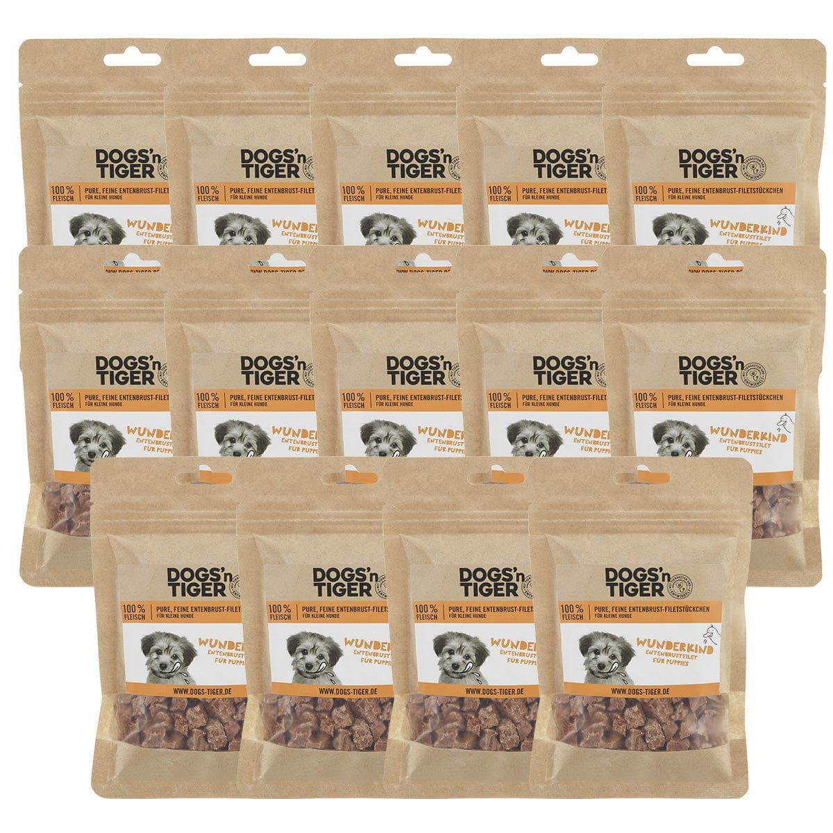 Dogs’n Tiger Adult, Junior Hunde Snacks, Wunderkind, Leckerlies, 100% Entenbrustfilet