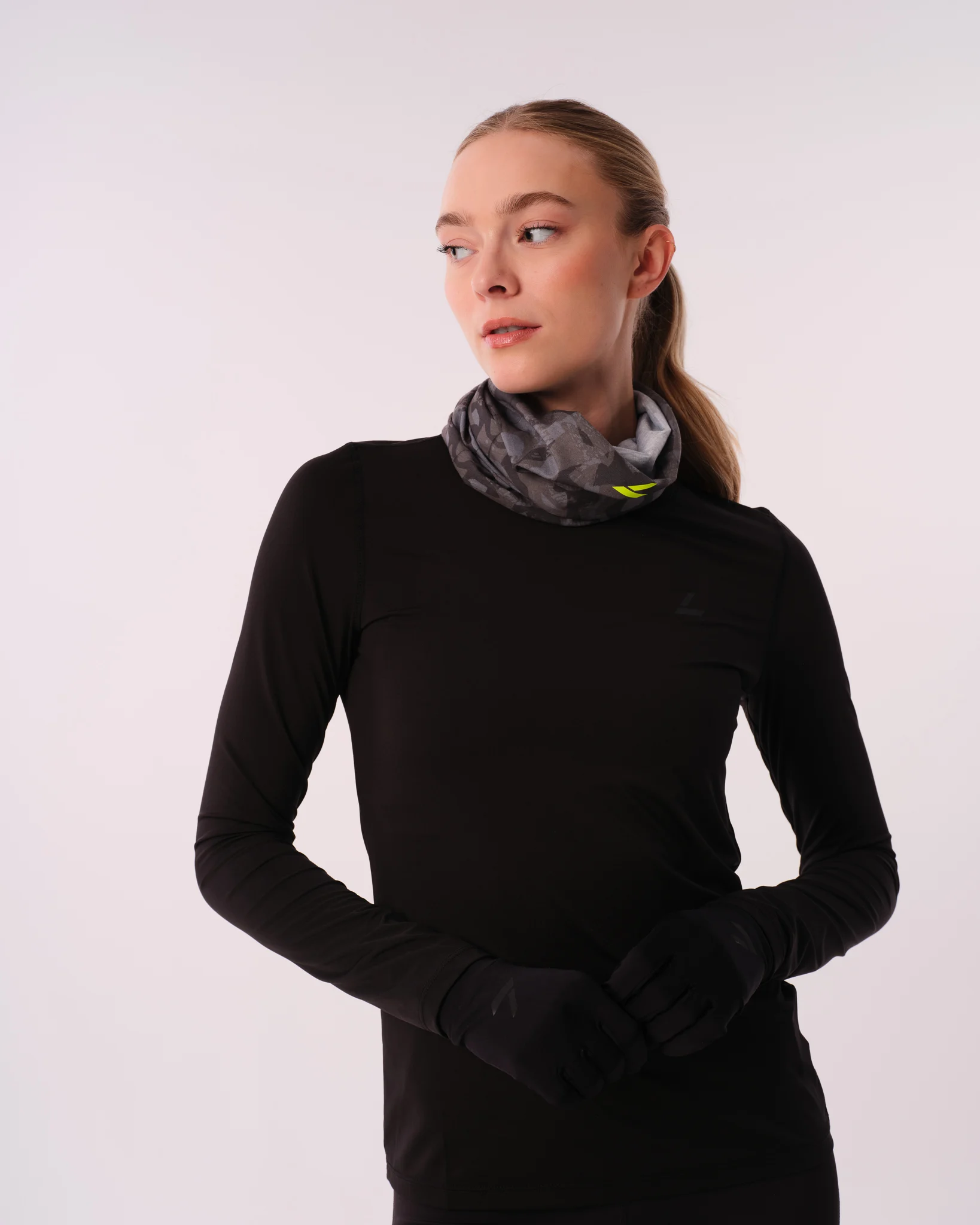 Levity Conquer Neck Warmer Green Print Reflective - One Size
