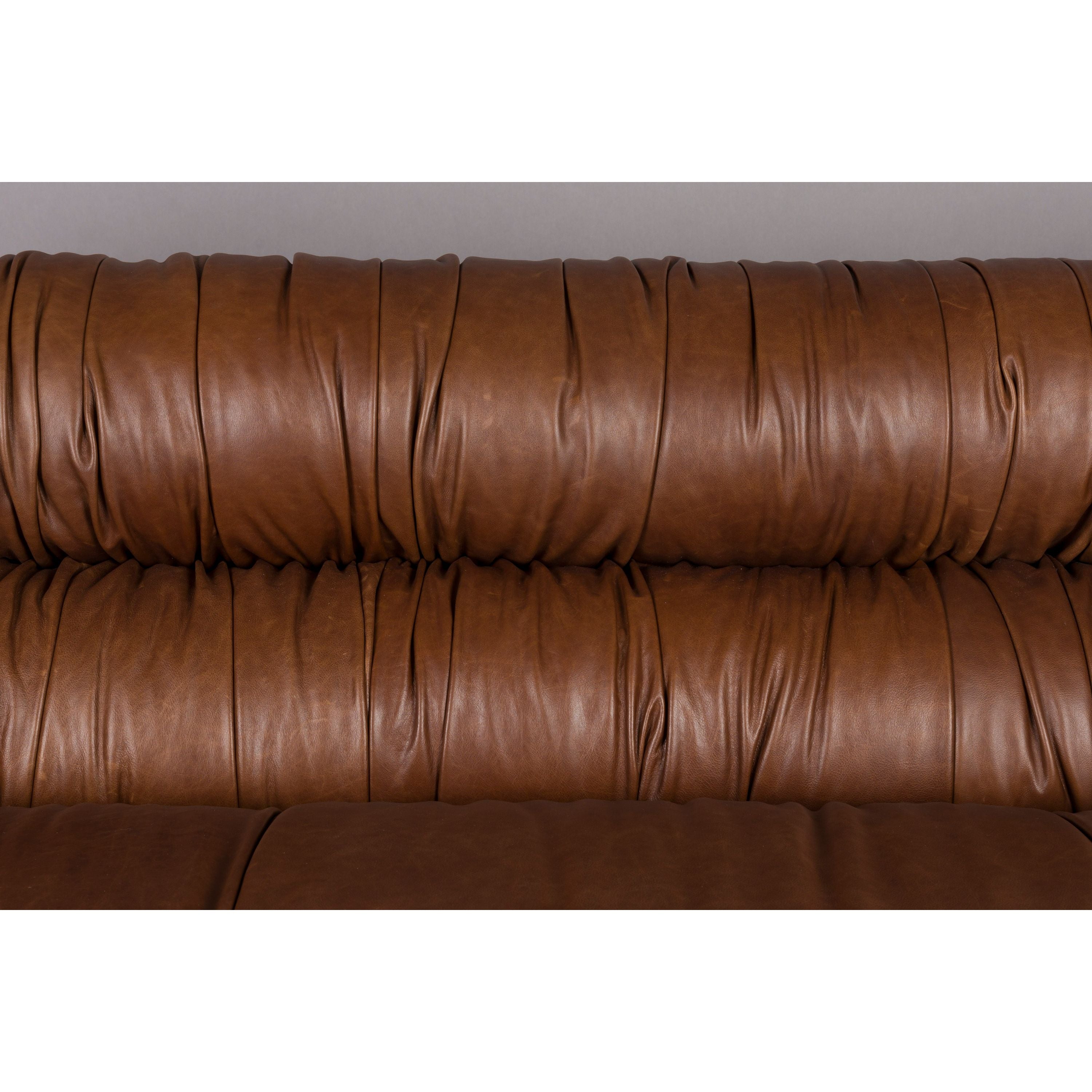 Dutchbone Douglas 3-zitsbank Leer Chocolade Bruin