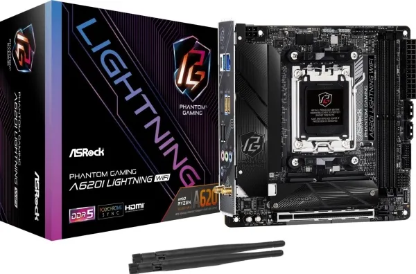 Asrock Phantom Gaming A620I Lightning WiFi AMD A620 Socket AM5 mini ITX