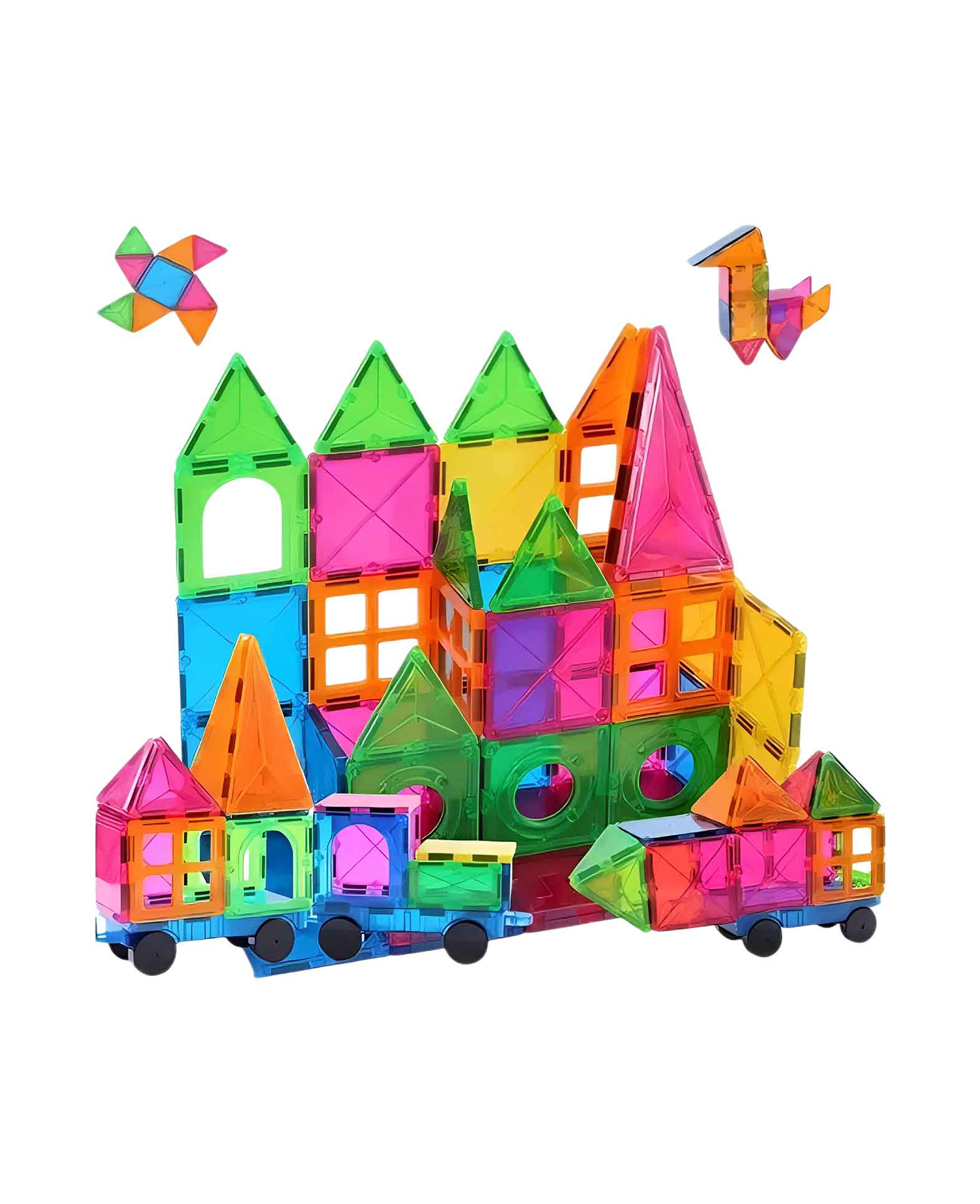 (60-tlg. Set) Magnet Bausteine Kinder Spielzeug Magnetische Fliesen Lernspiel - Bunt