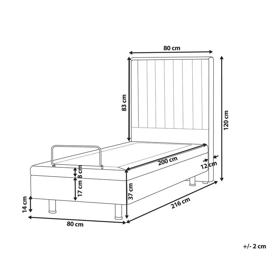 DUKE II - Eenpersoonsbed - Off-white - 80 x 200 cm - Bouclé