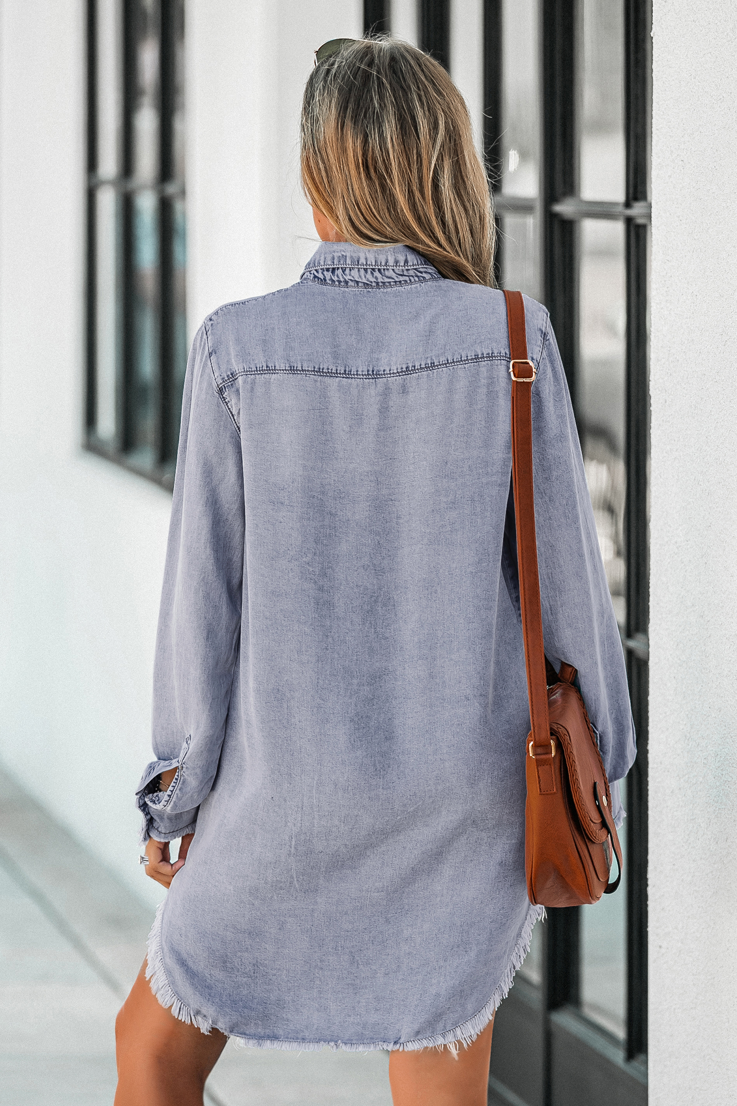 Chemise en denim effiloché
