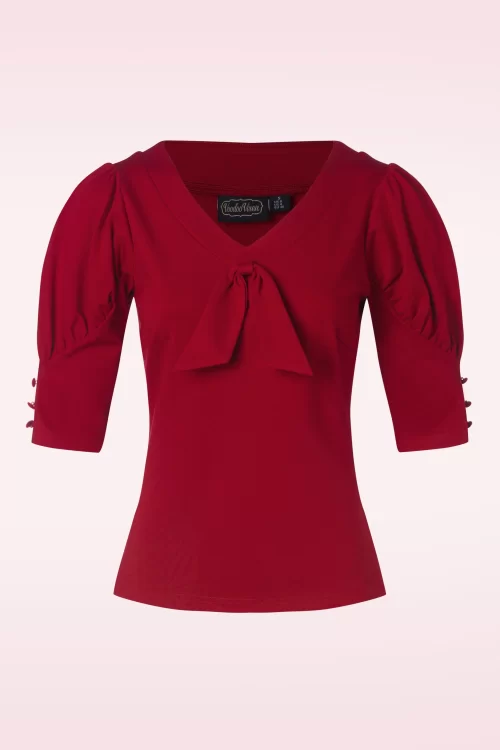 Vixen Bow jersey top in rood