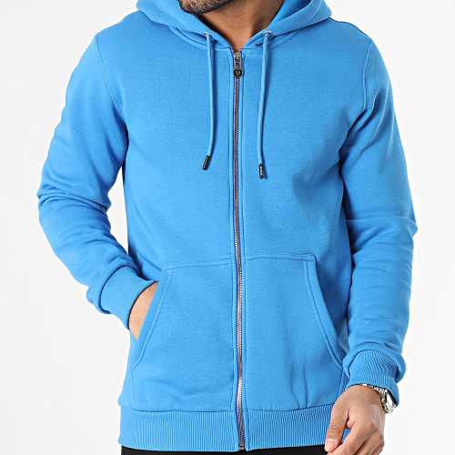 Sweat Zippé Capuche Bleu