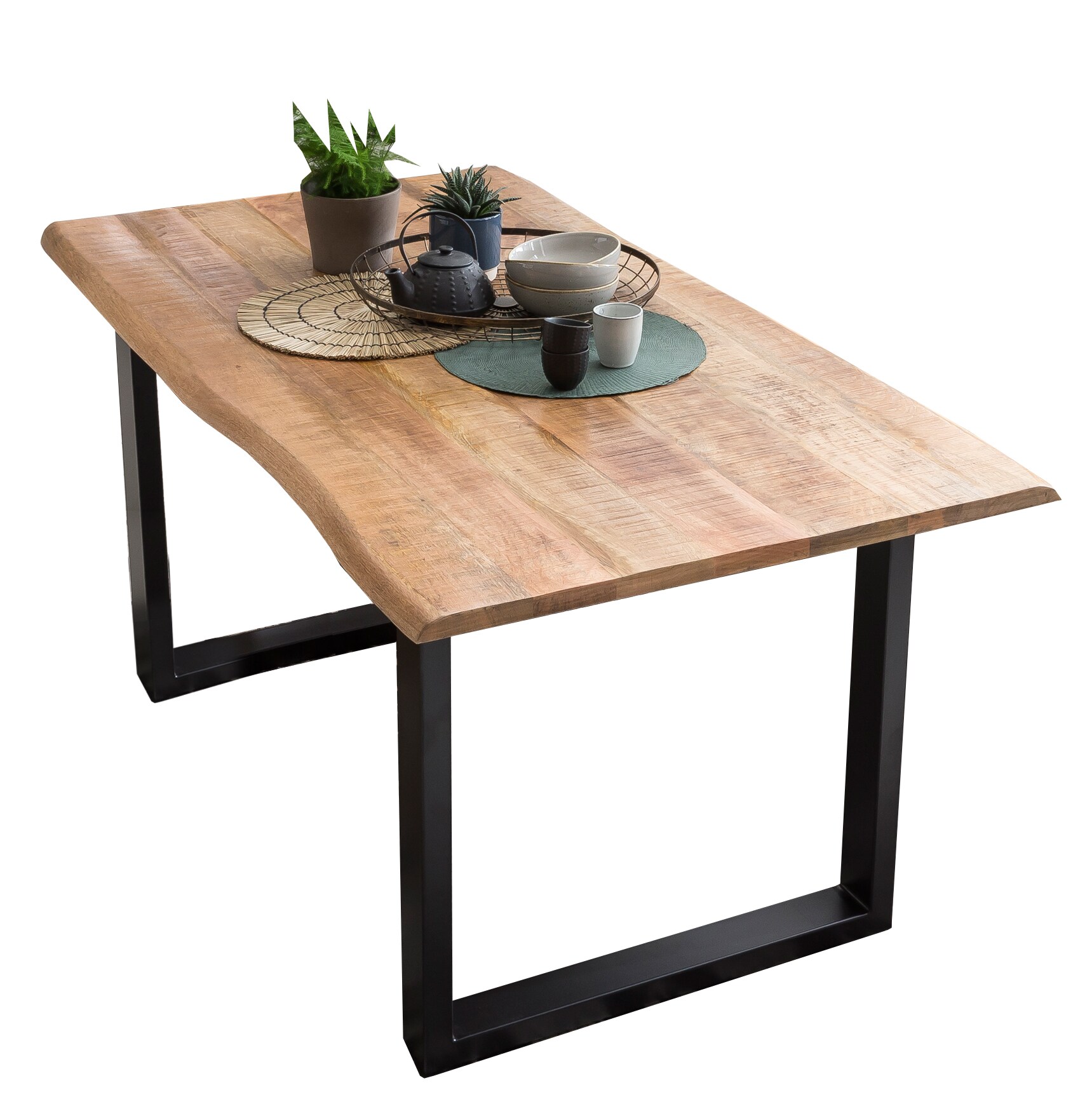 Tisch 160x85 Mango sägerau Küchentisch Esstisch Speisetisch Wohnzimmer Esszimmer