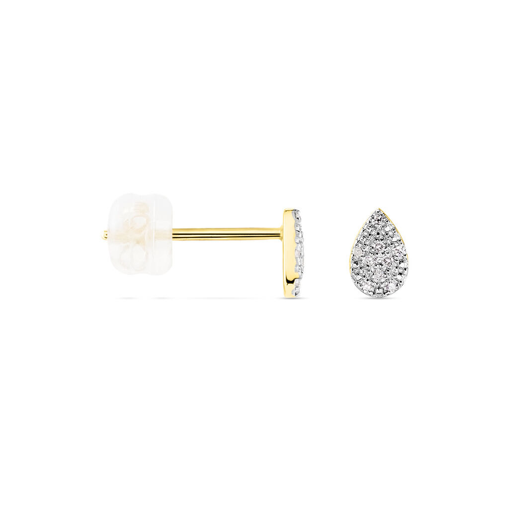 Boucles D'oreilles Puces Pear C Or Jaune Diamant