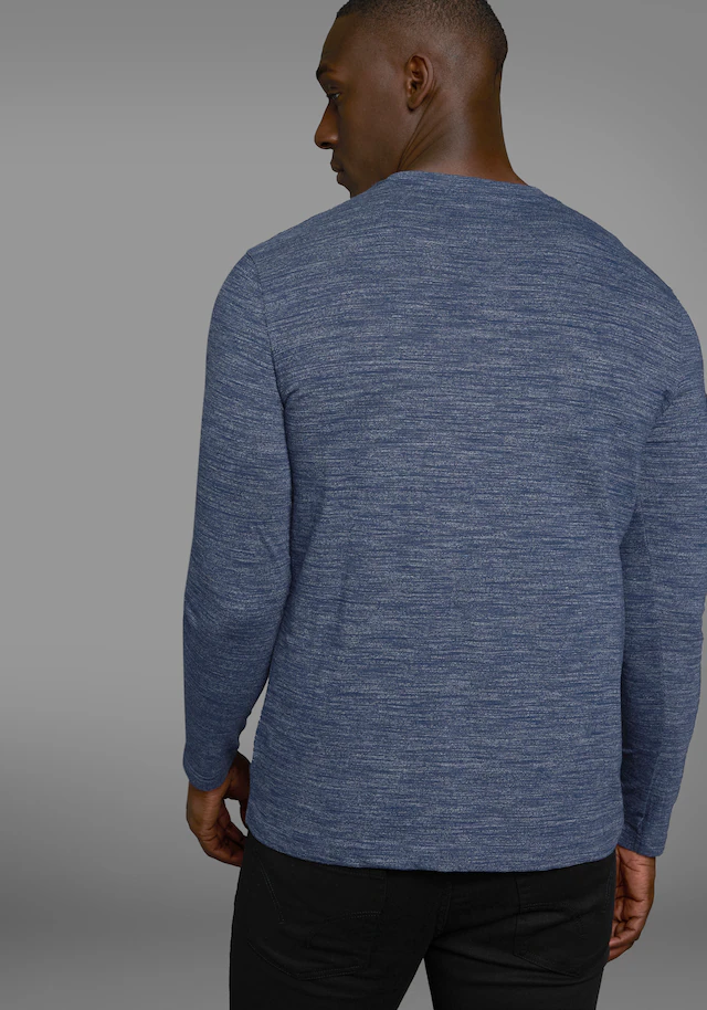 Arizona Langarmshirt »Arizona Langarmshirt in melierter Optik und modischen Print« normale Passform,  aus Baumwolle und Polyester