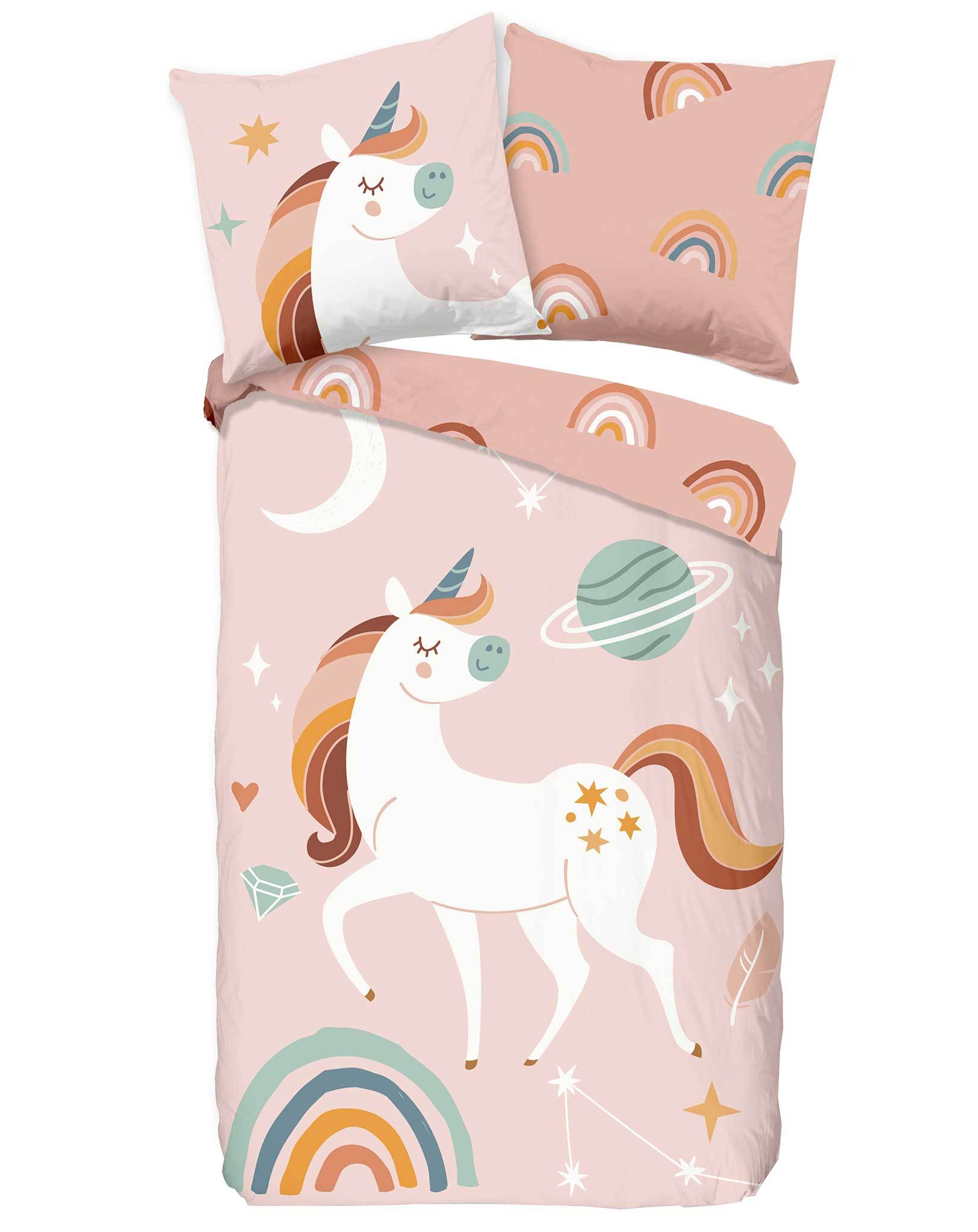 Flanell-Bettwäsche EINHORN (80x80/135x200)