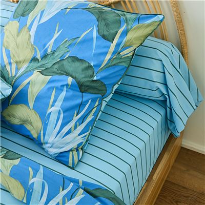Linge de lit percale feuillage tropical
