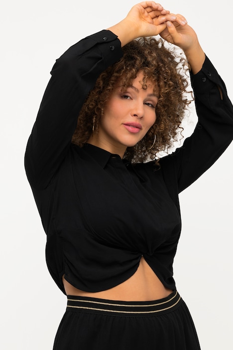 Hemdbluse, Knoten, kurz, Hemdkragen, Langarm