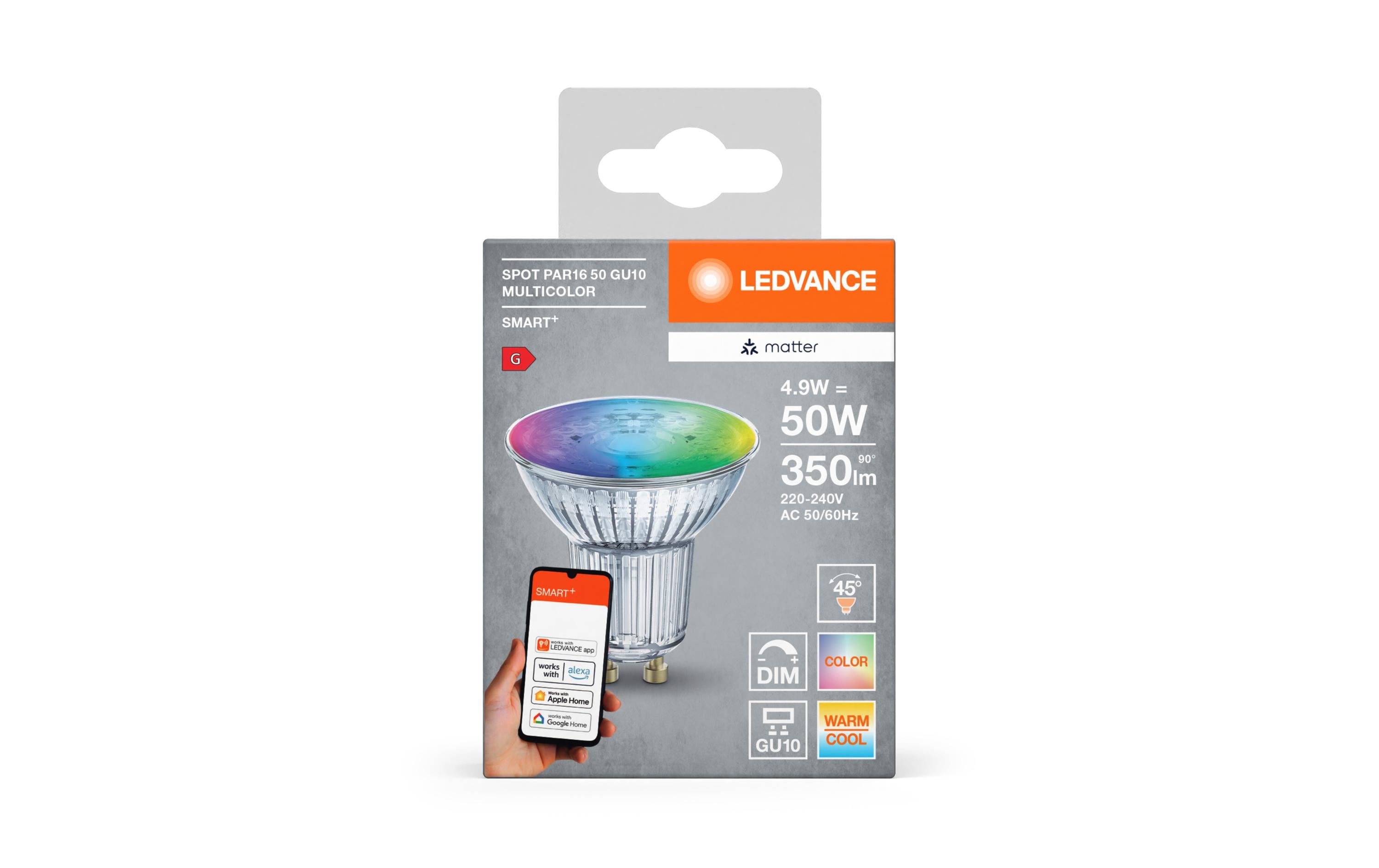 SMART+ Matter Spot Multicolor 4.9W 827-865 GU10Reflektorform mit Matter Technologie
