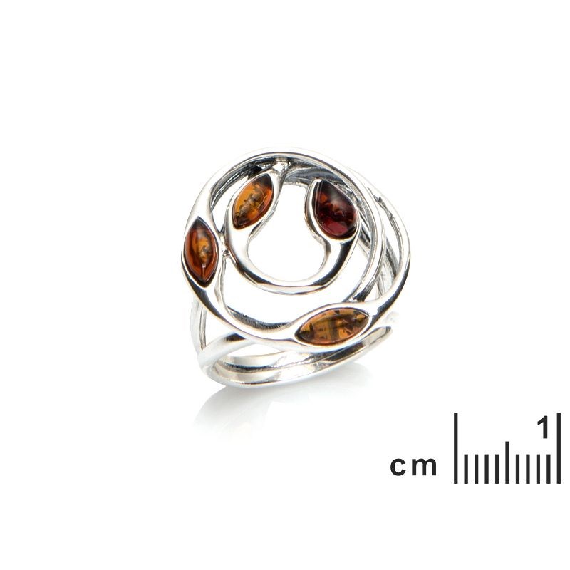 Bague argent 925 Ambre veritable de la mer Baltique