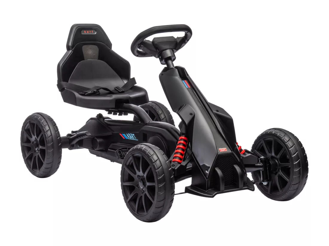 Kart à pédales enfant Go kart Formule 1 Racing aileron avant carter chaine fermé siège réglable avec ceinture noir