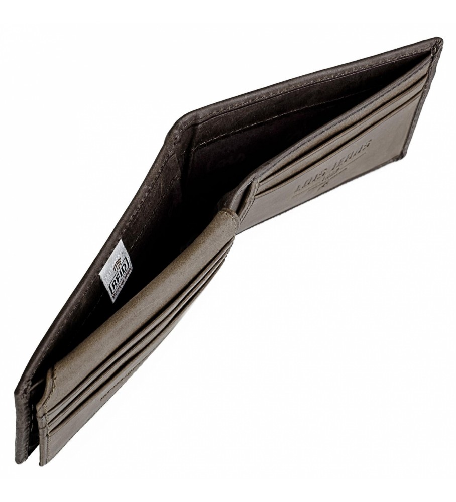 Carteira Lois em couro com compartimento externo e proteção RFID LOIS 202286 marrom