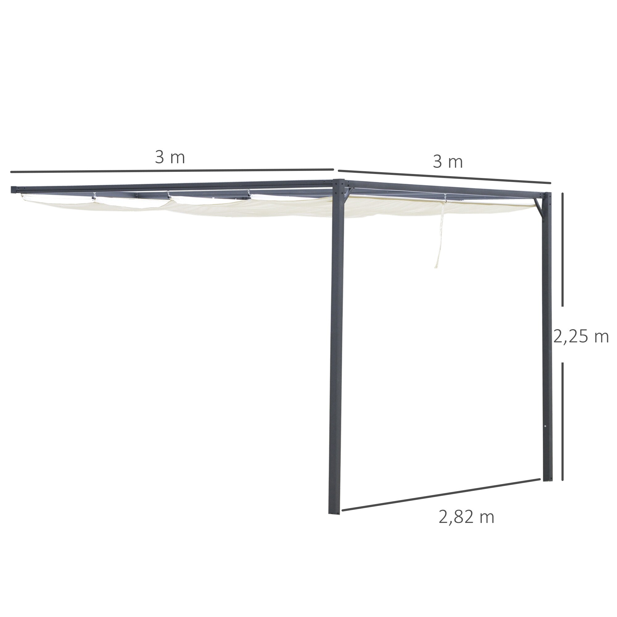 Outsunny Pergola mit Stoffdach weiß 40L x 50B x 90H cm