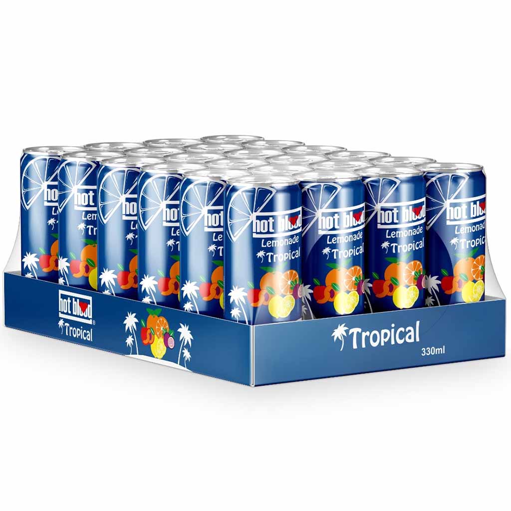 Hot Blood Tropical Erfrischungsgetränk Dosen 24 x 330ml MHD:9.3.26