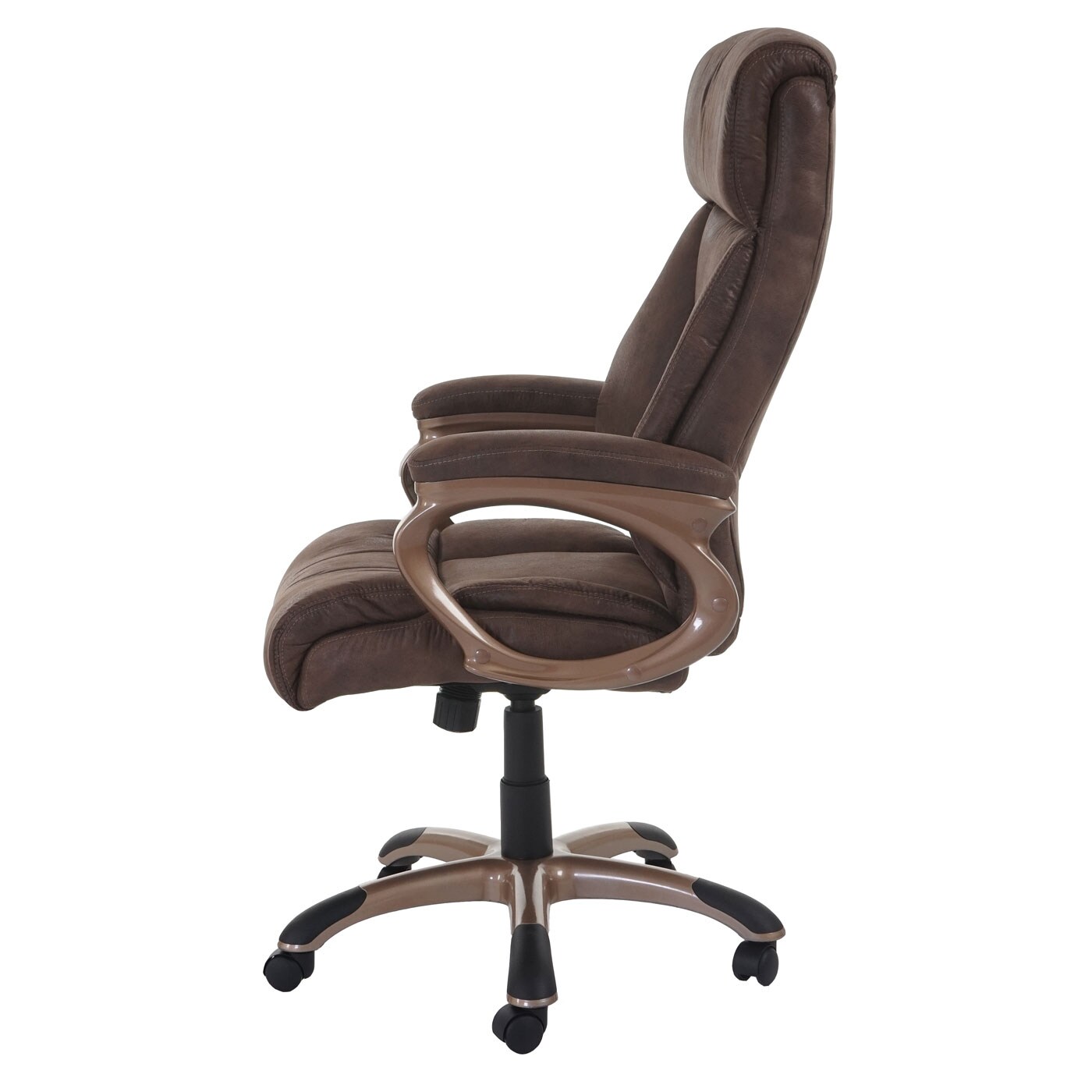 Bürostuhl Denver, Schreibtischstuhl Drehstuhl Chefsessel, MVG-zertifiziert ~ Wildleder-Optik taupe-braun