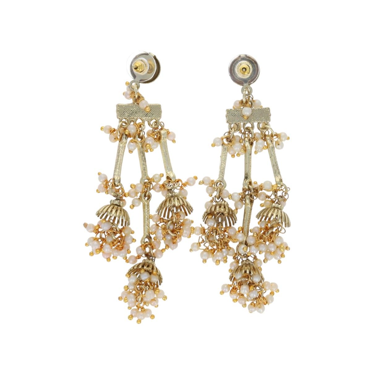 Boucles d'oreilles Indiennes longues Indira - Mariage Indien Pondie Chérie