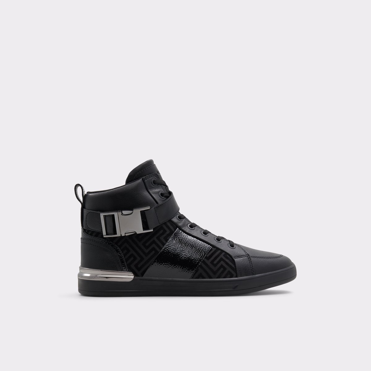 Brauerr Black Synthetic Mixed Material Men High top