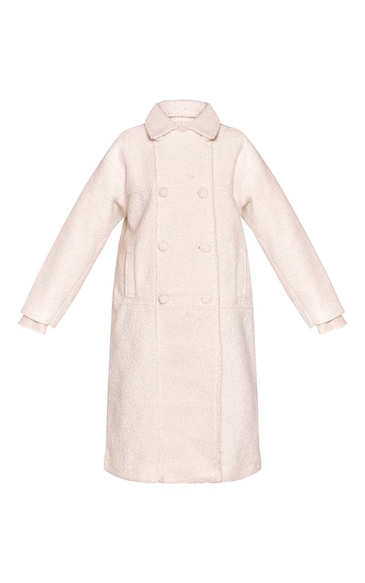 Ecru Manteau Maxi En Bouclé À Double Boutonnage