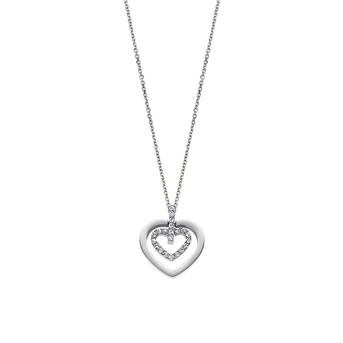 Collier Lotus acier coeur empierré