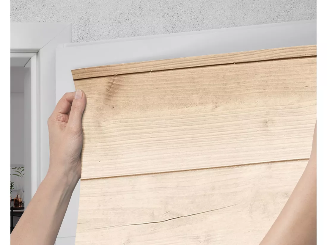 Papier peint photo pour portes intérieures - Planches de bois clair 75x205 cm