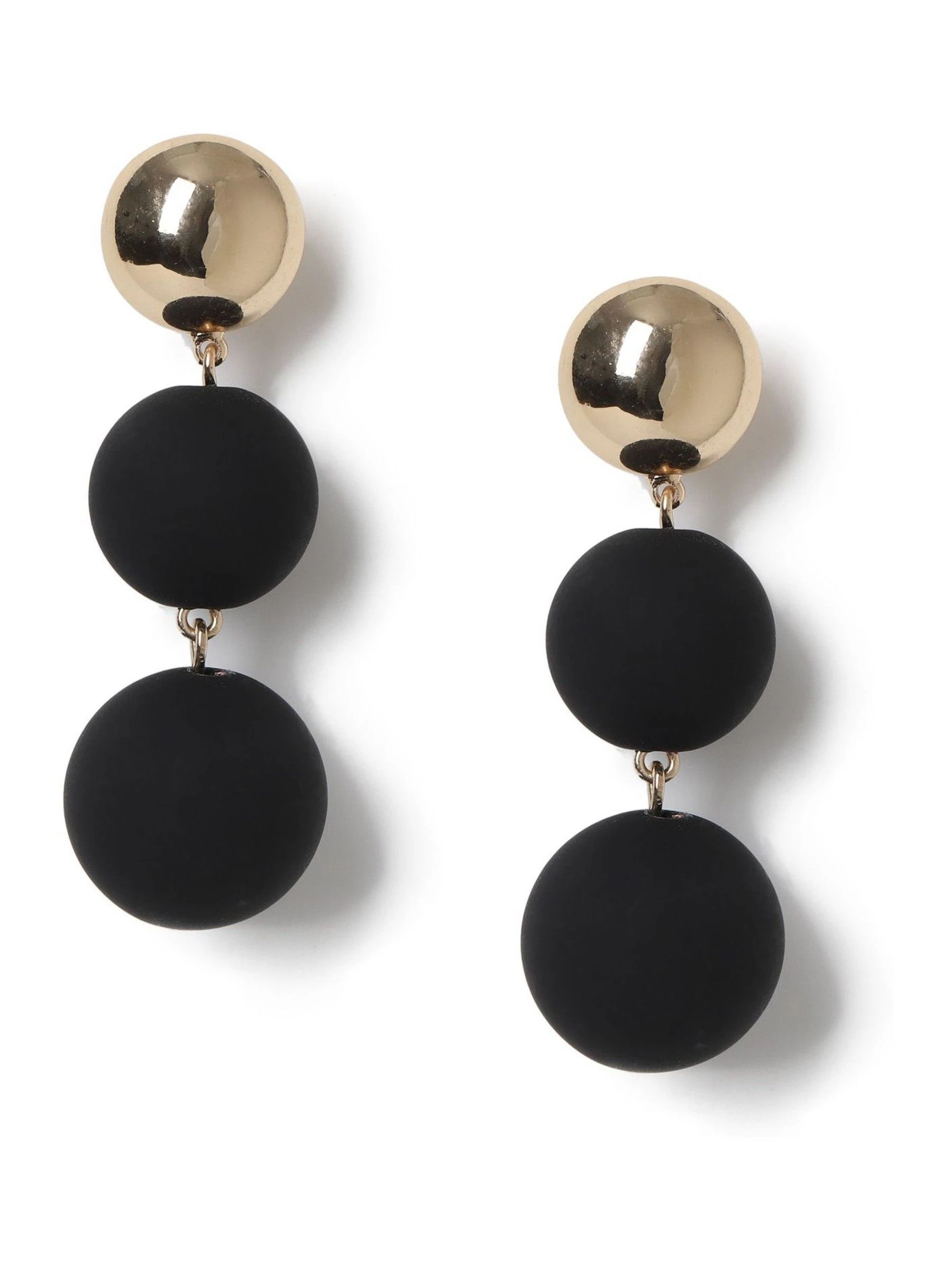 Zwart - Aela Matte Sphere Drop Black Earrings