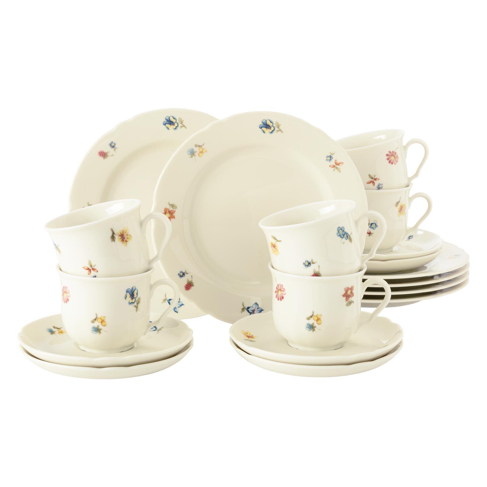 Seltmann Weiden Kaffeeservice Marieluise Elfenbein Blütenmeer 18er Set