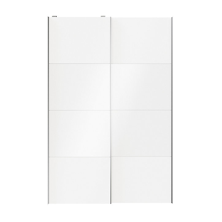 Portes de placard coulissantes 2 vantaux panneaux blancs et blancs brillants GoodHome Atomia H. 225 x L. 150 x ép. 5,5 cm