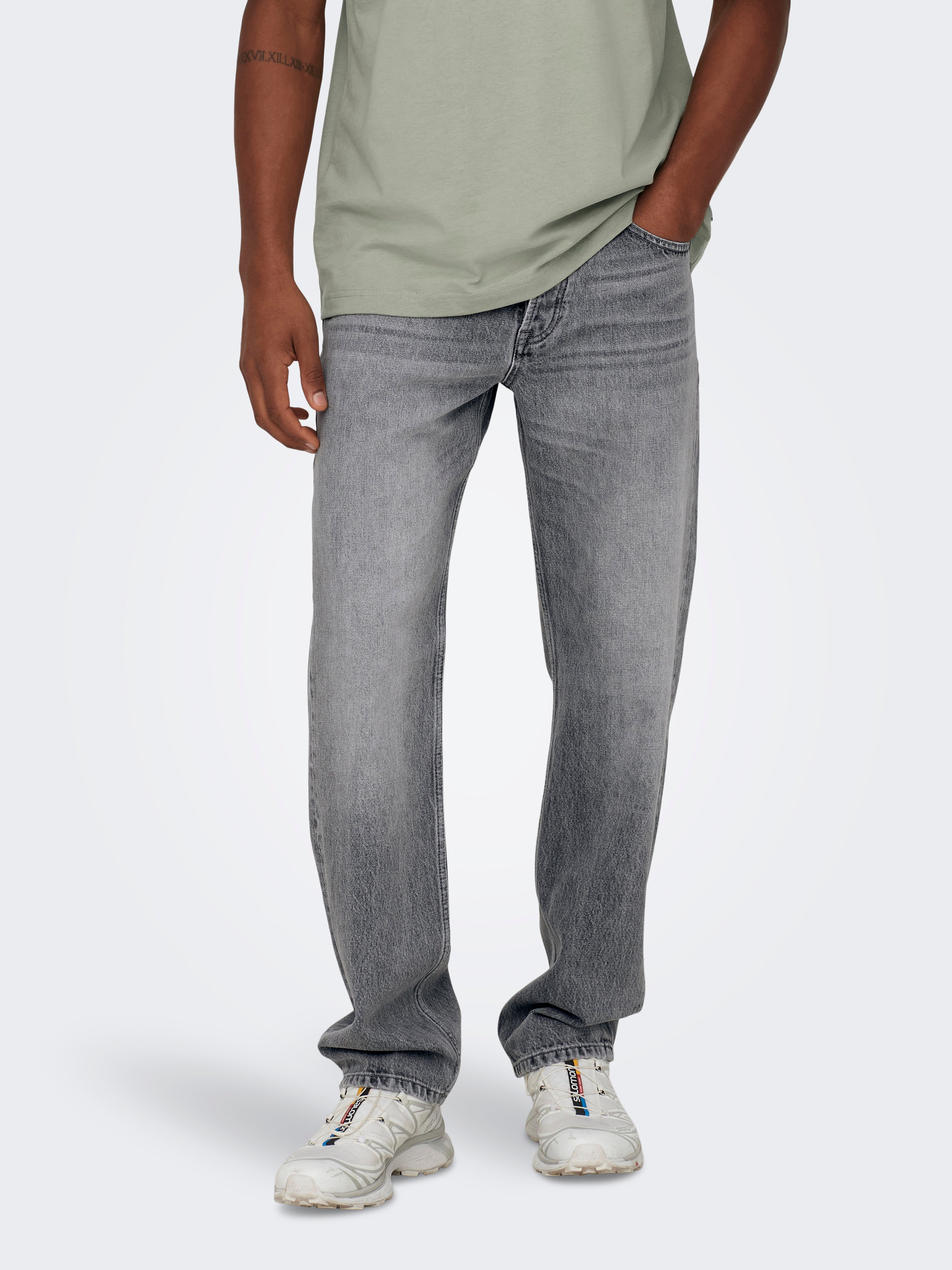 ONSEDGE Mid Rise Gerade geschnitten Jeans Medium Grey Denim