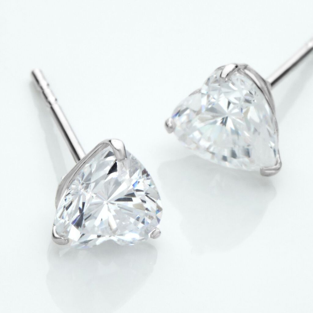 Boucles D'oreilles Puces Or Blanc Katherine Oxyde De Zirconium