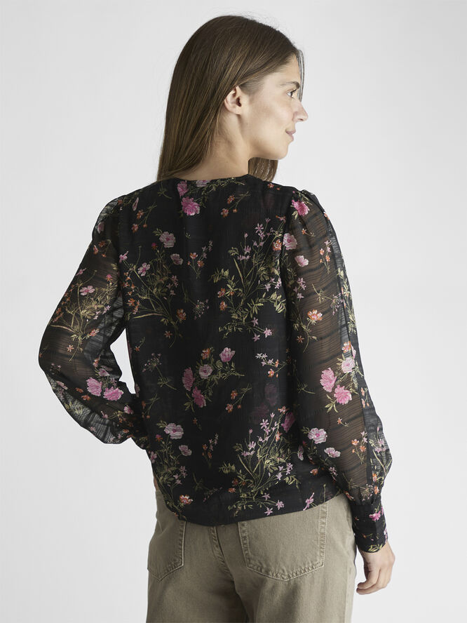 Neo Noir Mahra Flower Print Blouse Black