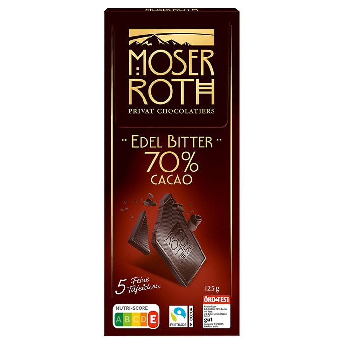 MOSER ROTH Dunkle Schokolade 125 g, Zartbitter 70 % Kakao