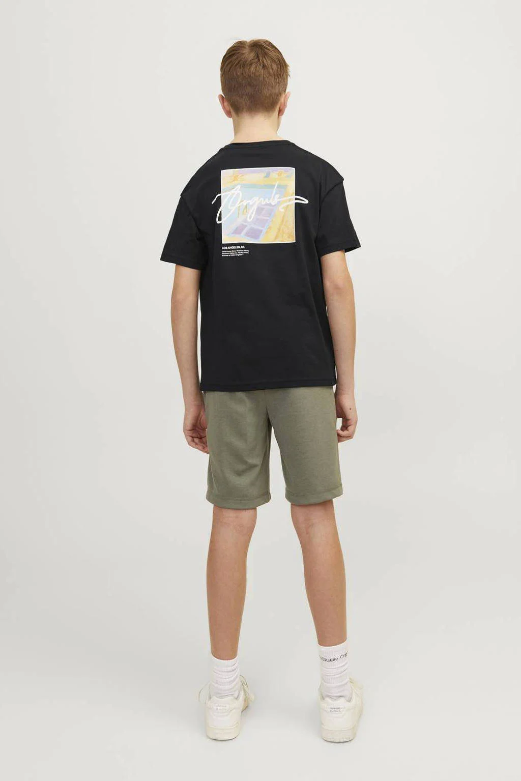 JACK & JONES T-shirt JORARUBA LANDSCAPE met backprint zwart