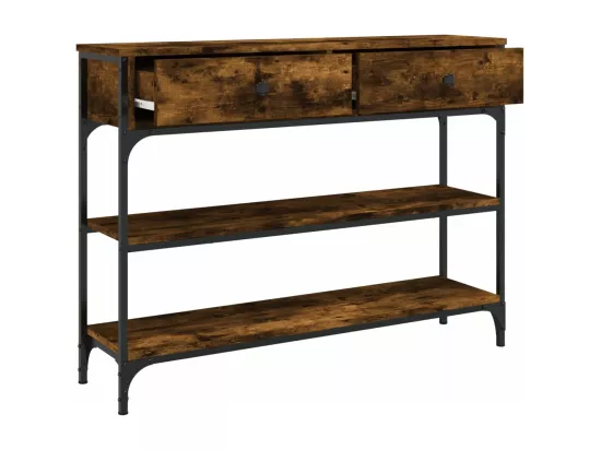 Table console chêne fumé 100x25x75 cm bois d'ingénierie