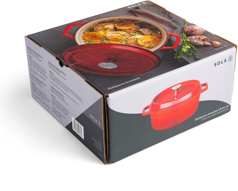 Sola - Gietijzer Braadpannen - Oranje/Rood - Ø 28 cm - Geschikt voor Elke Warmtebron